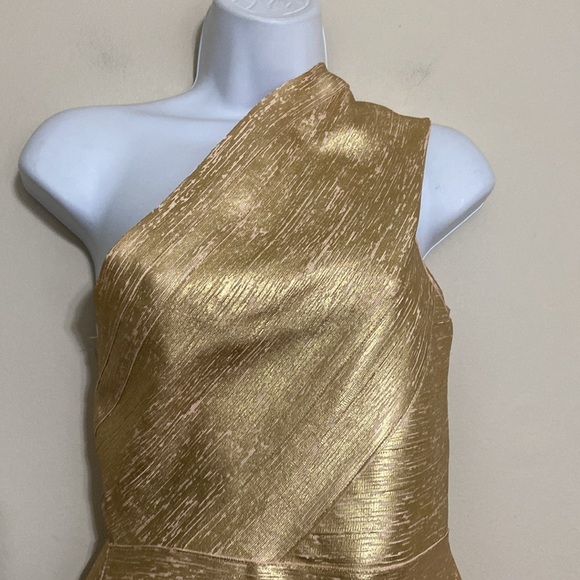 Bella Barnett Lika Elegant Gold One-Shoulder Dress bodycon women L event luxury - Picture 8 of 14
